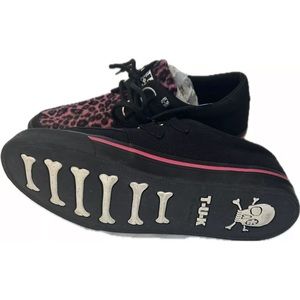 TUK Creeper Sneakers Black & Pink Leopard Women’s USM 8 D-ring Style A9483